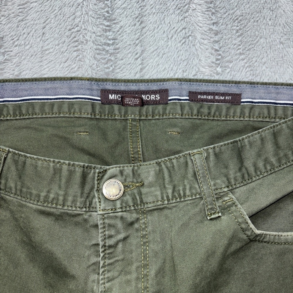 New Michael Kors Men's Parker Slim Fit Pants - 34 x 32 -(actual 34x30) Olive - Picture 3 of 6